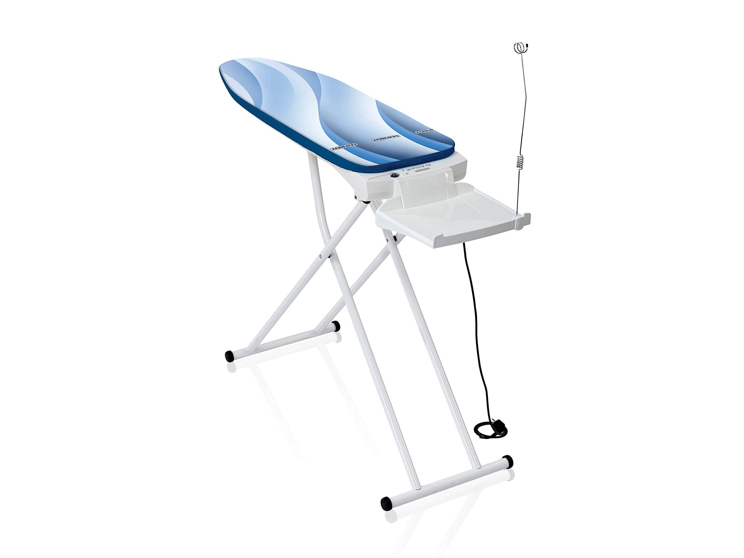 Leifheit Air Active M ironing board with active functions, ironing board with large ironing surface, ironing board for steam ironing stations with inflation function, metal