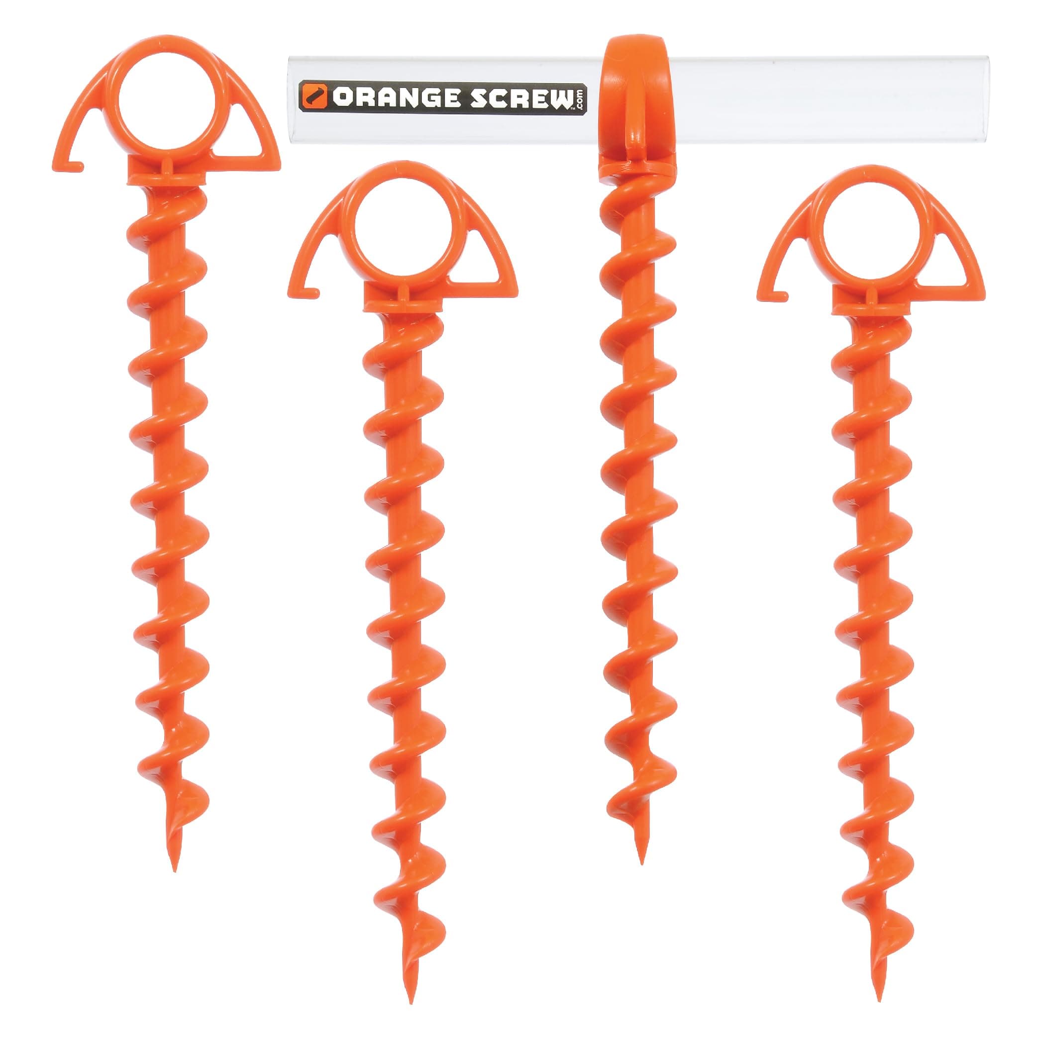Orange Screw: The Ultimate Ground Anchor | Small 4 Pack | Made in The USA