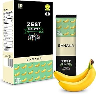 Dried Banana Bars by Zest Delites, Fruit Leather, Fruit Snacks, Healthy Snacks for Adults, Lavashak, Vegan, Healthy Sweets, Apple-Based Banana Strips, 25g x 10