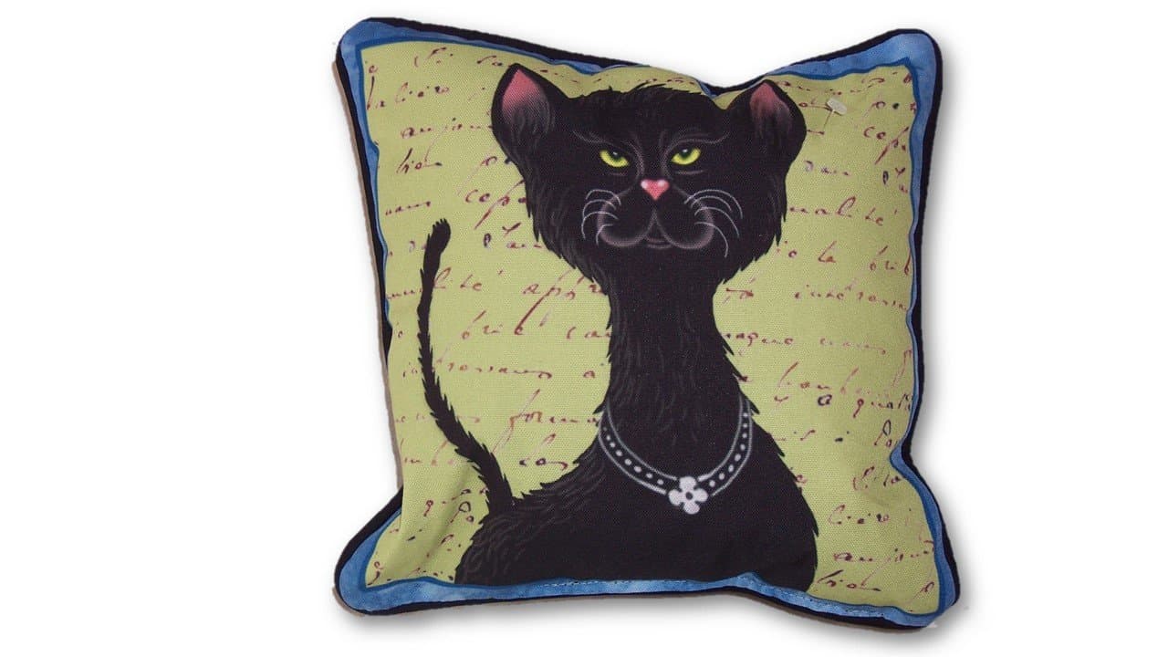 Purrfect Poses Decorative Black Cat Pillow