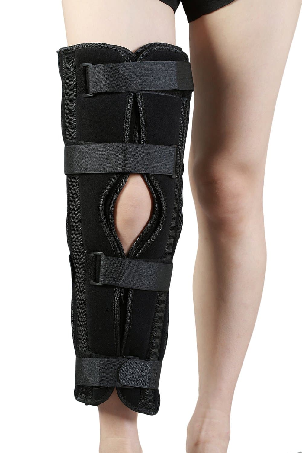 Knee Immobilizer Brace Support Splint ,Tri-panel, Height 22 inches, Medium,Black.