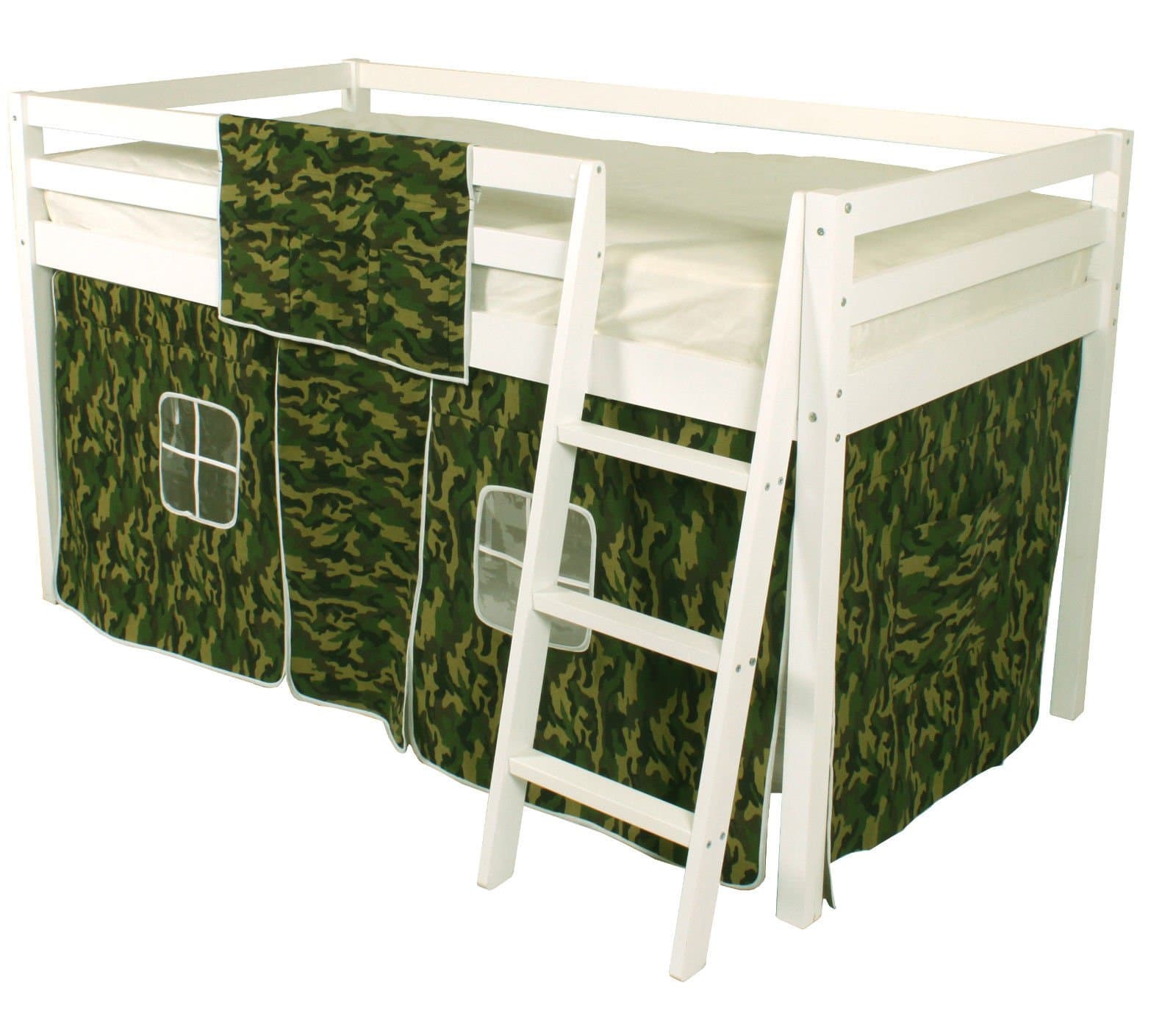 Cabin Bed Mid Sleeper Loft Bunk Tent - Curtain Only Camo