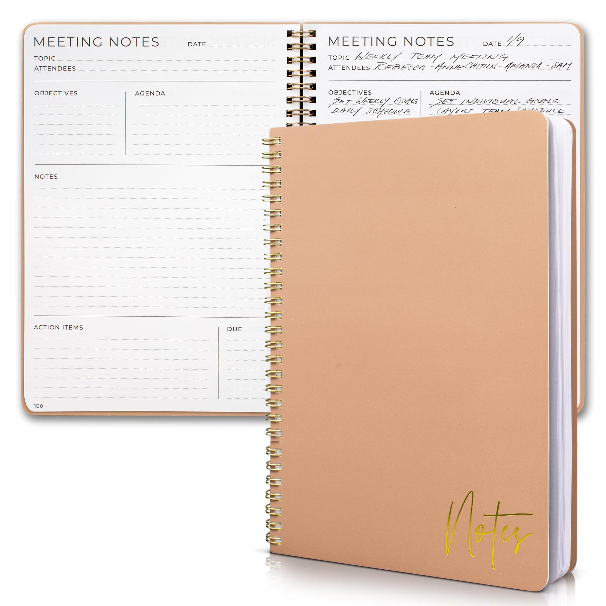Beautiful Meeting Notebook For Work Organization - Easily Take Notes And Keep Agendas on Track - The Perfect Office Planner Supplies for Women & Men to Professionally Manage Business Projects - Pink