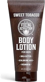 Viking Revolution Sweet Tobacco Body Lotion for Men –Mens Lotion for Dry Skin with Shea Butter, Hyaluronic Acid and Vitamin B5 – Nourishing Mens Body Lotion for Hydrated and Smooth Skin (8oz, 1 Pack)