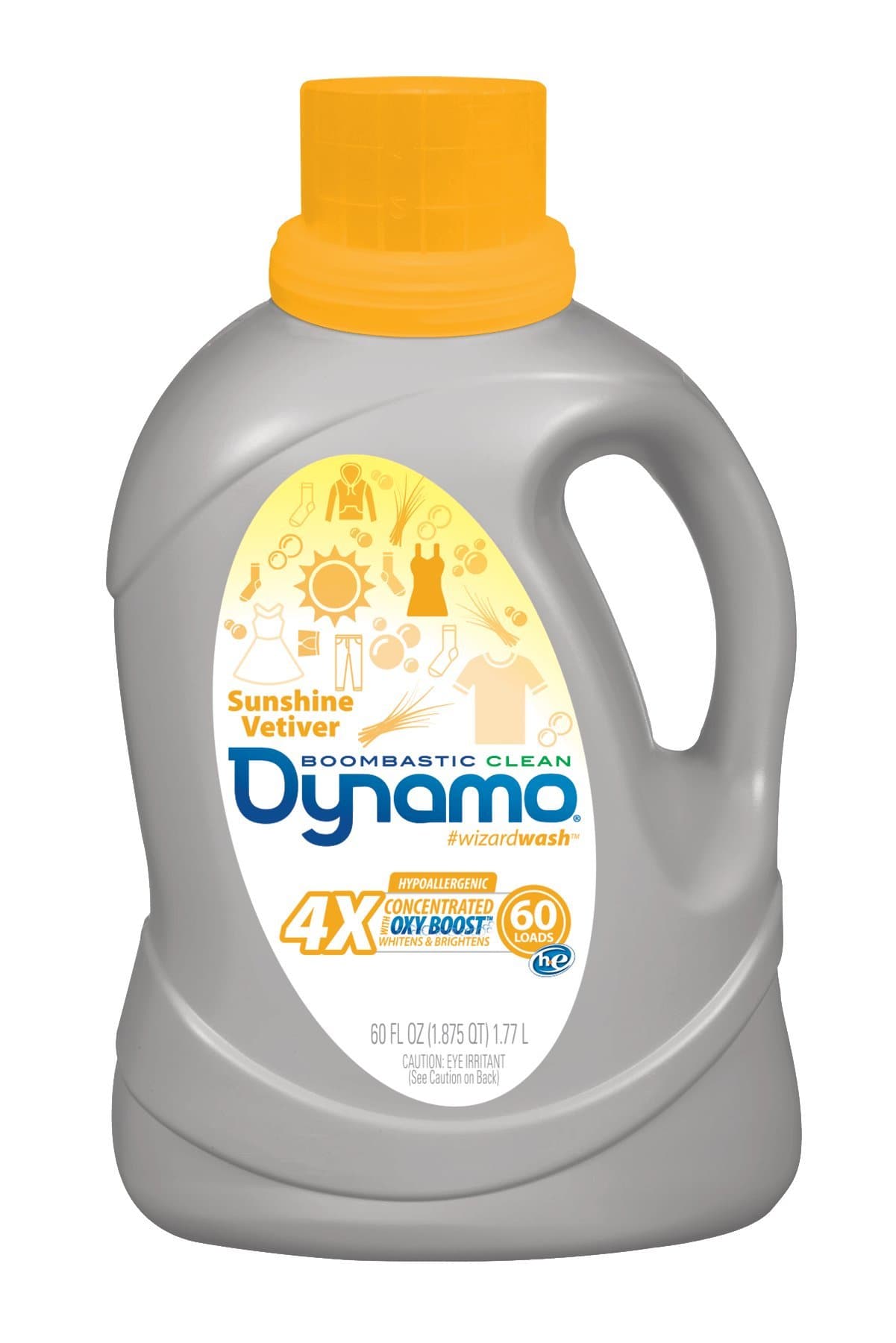 Sunshine Vetiver Oxygen Boost Liquid Laundry Detergent by Dynamo | Works in All Standard & HE Washing Machines | Hypoallergenic Laundry Soap | Hot & Cold Water | 4X Concentrated Formula | 60 Oz.