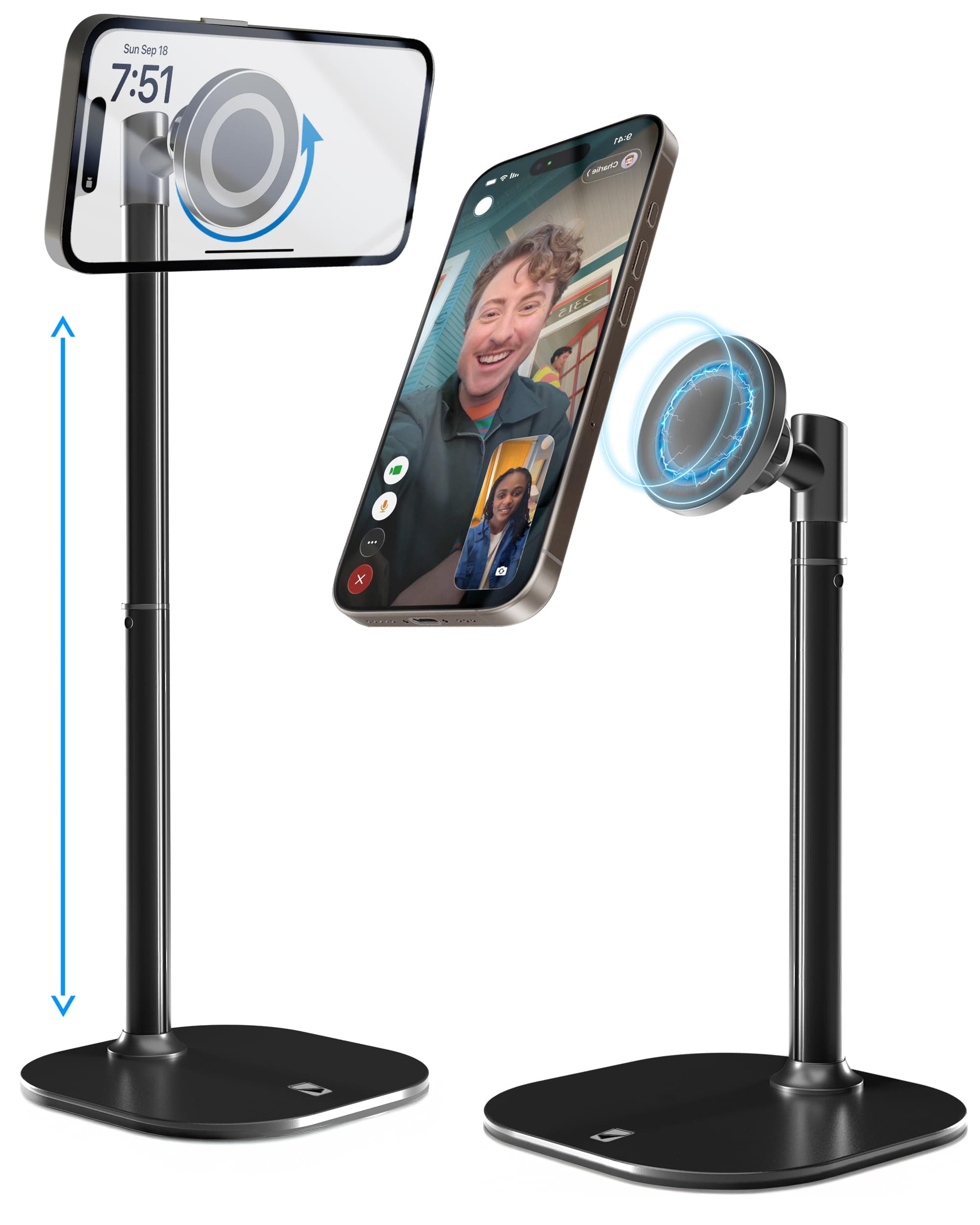 Cooper MagStand - Height Adjustable iPhone Stand for Desk | Magnetic iPhone Stand for Video Recording, iPhone Holder for Desk, iPhone MagSafe Stand for iPhone 16 (Pro Max Plus) 15/14/13/12 (Black)