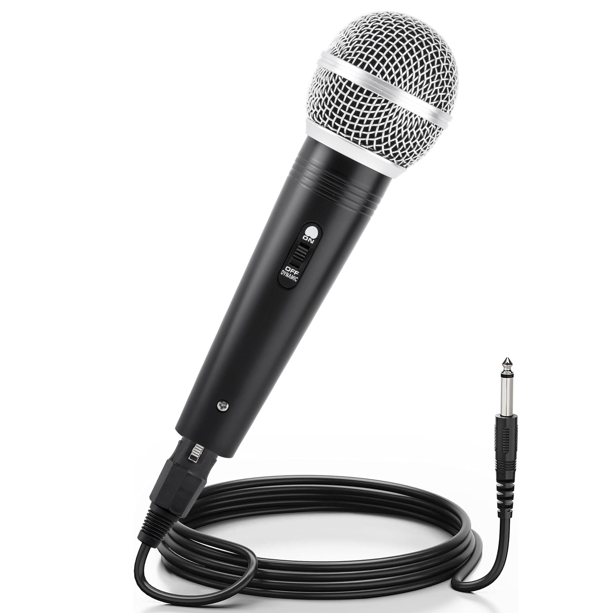 Adamantite Dynamic Karaoke Microphone for Singing, Metal Handheld Wired Microphone, 13ft Cable and Magnetic Switch, Perfect for Speakers, Karaoke Machines, Amplifiers, Mixers (Black)
