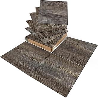 Peel and Stick Vinyl Floor Tiles 30-Pack 12 x 12 inch, Self Adhesive Waterproof Flooring Wood Planks for Kitchen, Dining Room, Bedrooms, Cover 30 Sq. Ft, Dark Brown Oak
