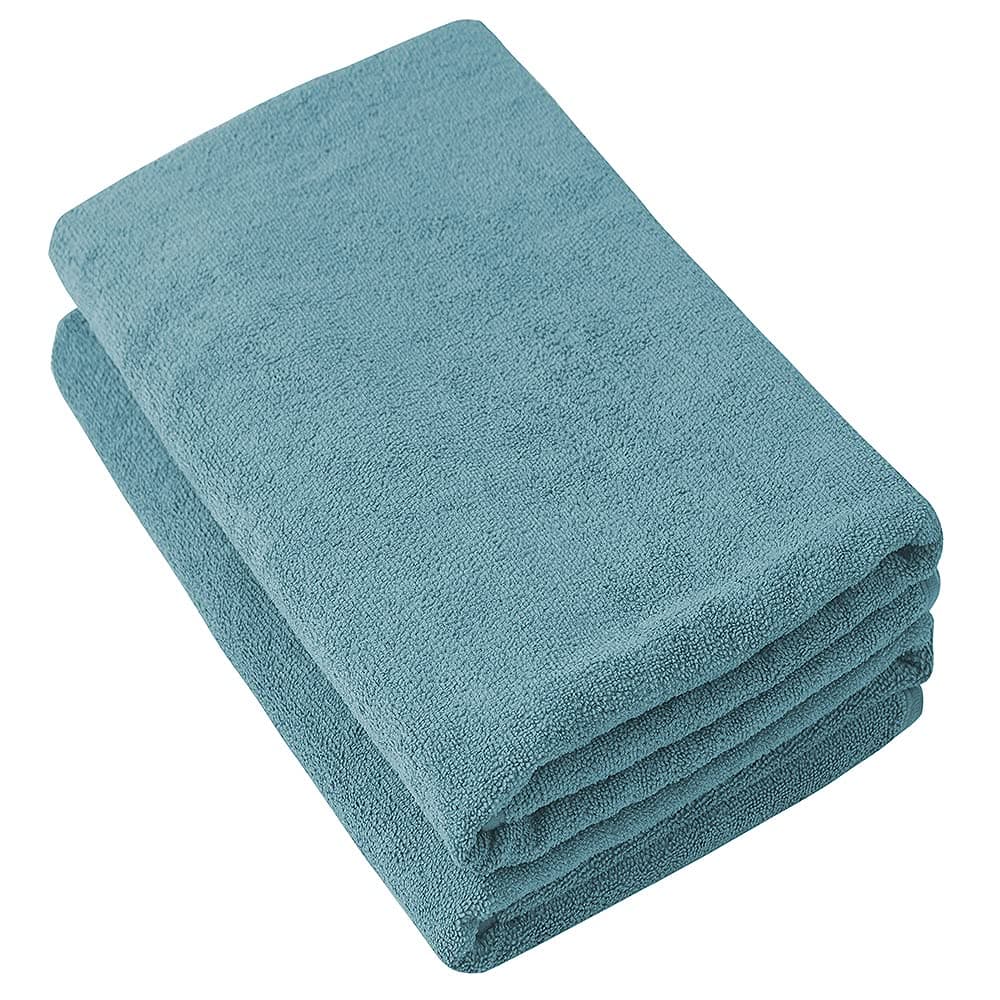 Puomue Microfiber Bath Towels – Super Absorbent, Soft, Fast Drying and Oversized Bath Lines - 2 Pack (30 x 60 Inch) - Multipurpose for Travel, Sports, Spa, Lake Blue