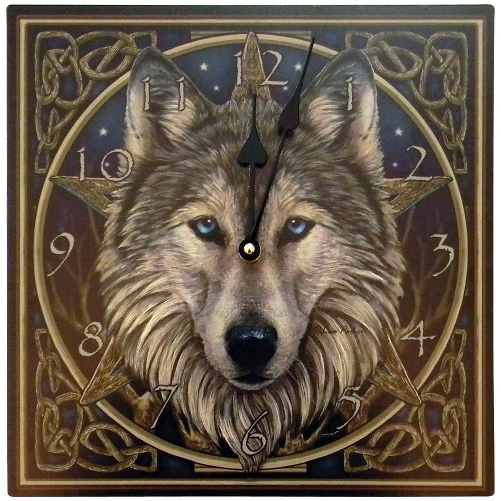 Lisa Parker Wild One Wolf Pentagram Wall Clock Celestial Celtic Knots Décor