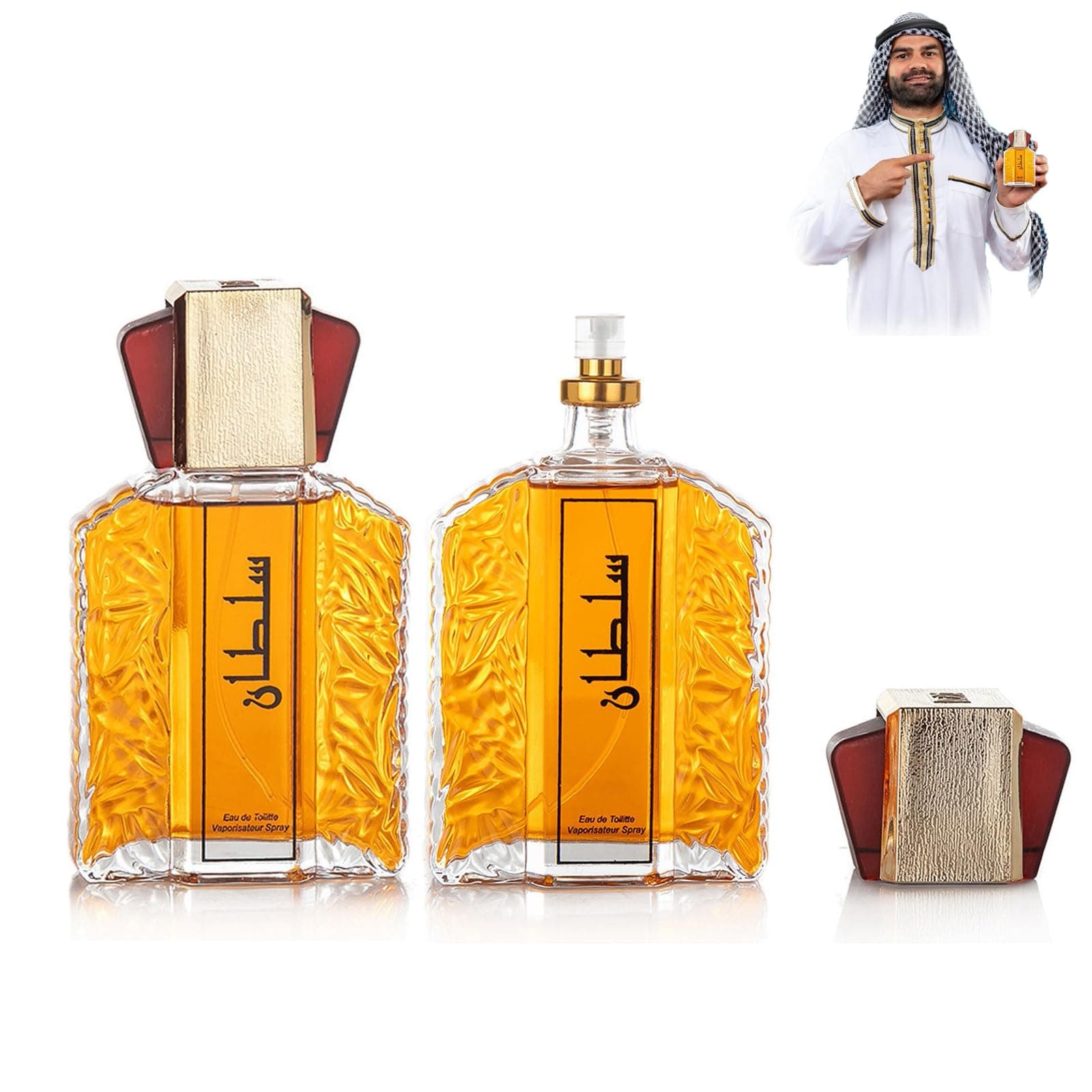 Sultan Perfume Men's - 100 ml Eau de Parfum from Dubai, Long-Lasting Oriental Fragrance, Arabic Luxury Tradition Meets Modern - Distinctive Men's Perfume with Character (2 Pieces)
