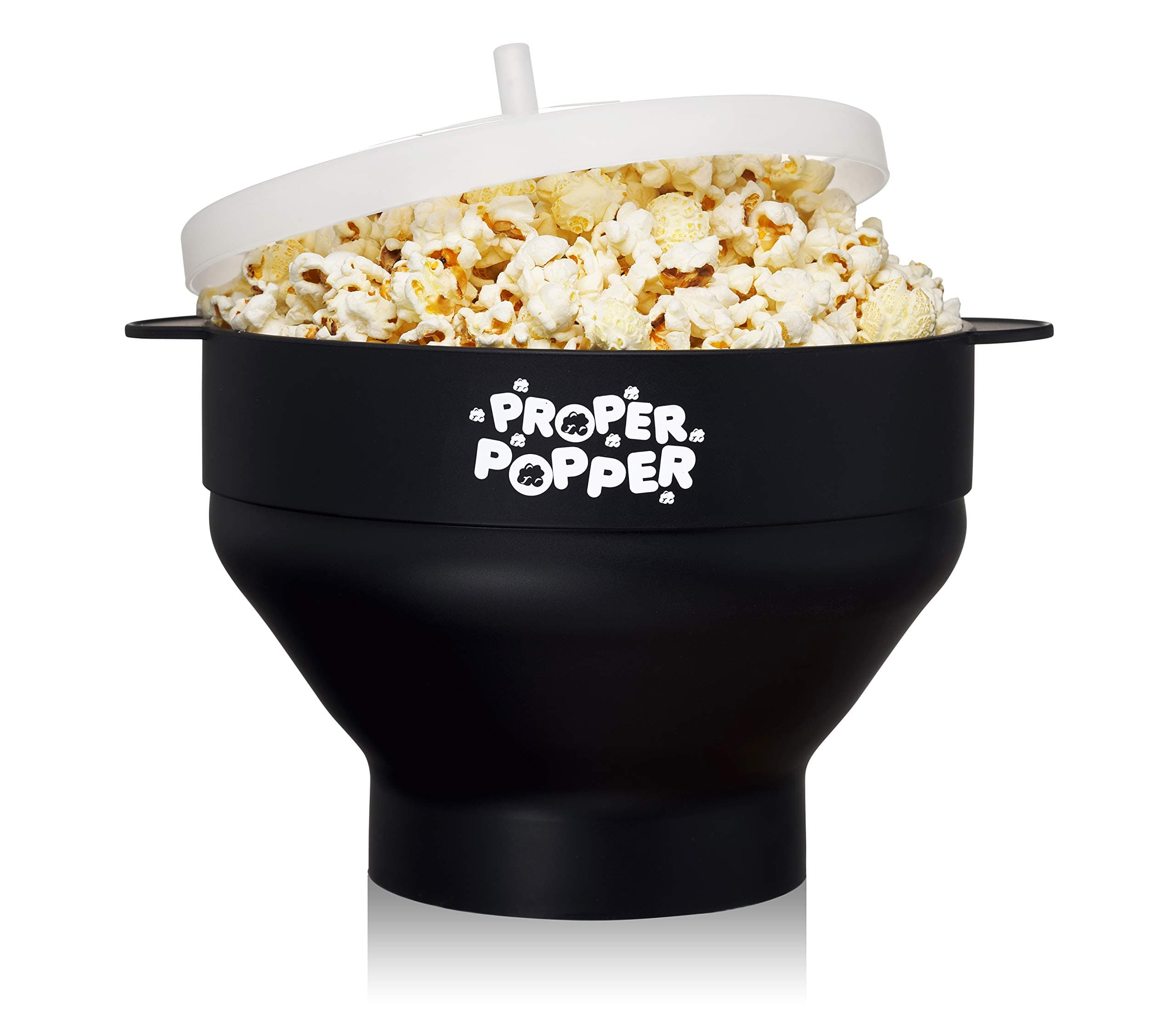 Proper Popper The Original Microwave Popcorn Silicone Popcorn Maker, Collapsible Bowl BPA Free & Dishwasher Safe - (Black)