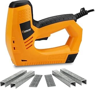 Hoteche Electric Brad Nailer/Stapler - 2-in-1 Power Staple Gun & Nail Gun for Woodworking & Upholstery - Includes 100Pcs 19/32-Inch Brad Nails & 400Pcs 3/8-Inch Staples