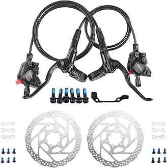 ShimanoOEM MT200 Hydraulic Brakes, 2 Piston Left Front 800mm Right Rear 1500mm MTB Hydraulic Brakes, Dual Disc Brakes Fit 160mm / 180mm Rotors Hydraulic Disc Brakes