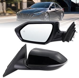 Left Driver Side Mirror Compatible With 2021 2022 2023 2024 2025 2026 Hyundai Elantra With Manual Folding Power Glass Heated Blind Spot Turn Signal Black Replace#87610AA170(8Pins)