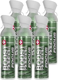 Boost Oxygen Large Focus Rosemary Aroma 10 Liter Canister | All-Natural Resiratory Support for Aerobic Recovery, Altitude, Performance and Health (6 Pack)
