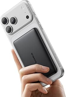 BaseusPicogo Power Bank, 0.3" Ultra Slim 5000mAh MagSafe Portable Charger, Card-Size Magnetic Battery Pack with USB-C Braided Cable, Alloy Wireless Charger for iPhone 17 Pro Max/17 Air/16/15/14/13/12ClimatePartner certified