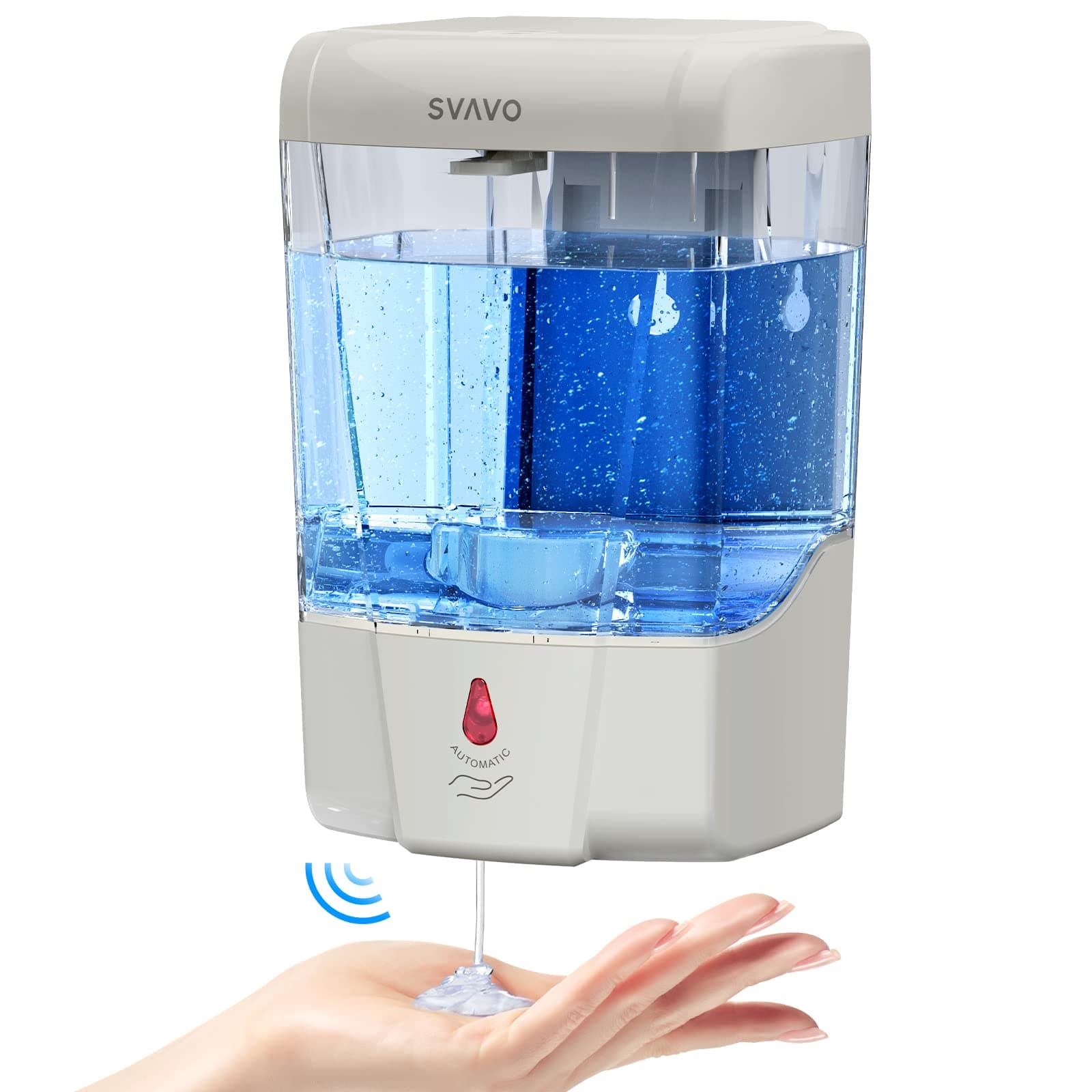 SVAVO Automatic Hand Soap Dispenser, 21 fl.oz/600ml Touchless Soap Dispenser Wall Mounted, Touch-Free Liquid soap Dispenser Sensor Soap Dispenser for Kitchen Hotel Restaurant Bathroom