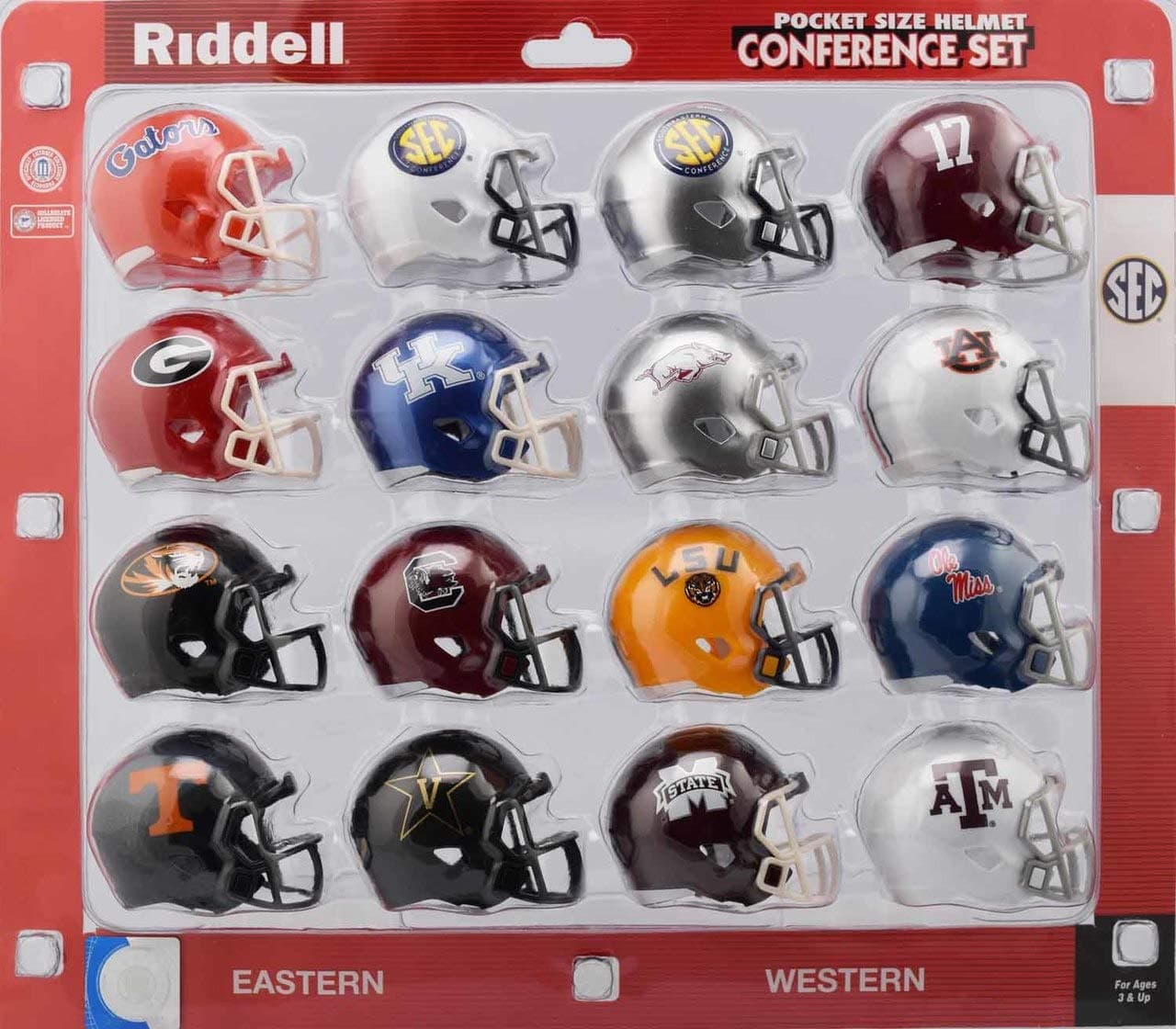 Riddell NCAA Pocket Pro Helmets, SEC Conference Set, (2018) New