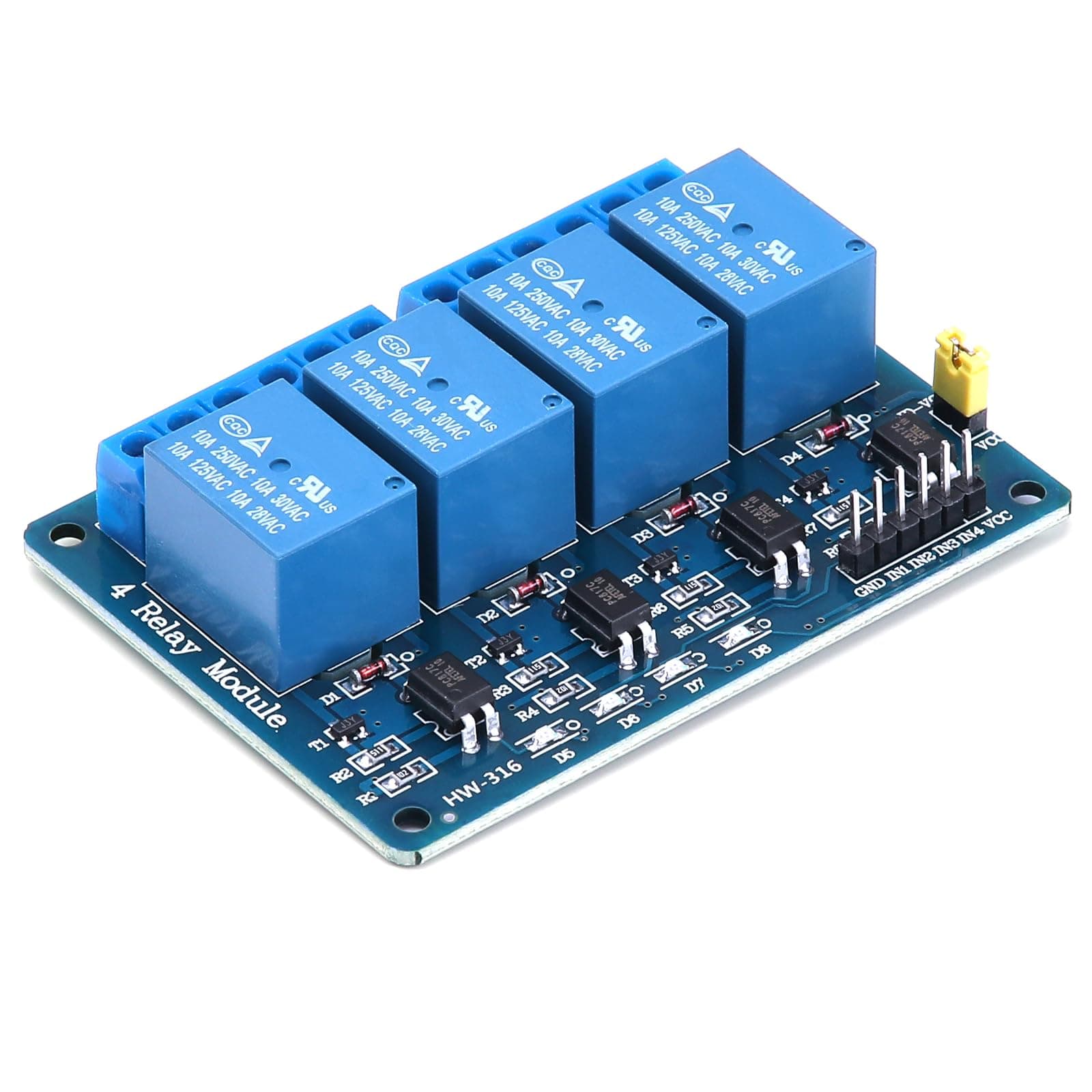 Yizhet Relay 5V 4 Channel, DC 5V 230V Relay Shield Module Control Board with Optocoupler for Raspberry Pi Arduino PIC AVR MCU DSP ARM TTL Logic (4 Channel)
