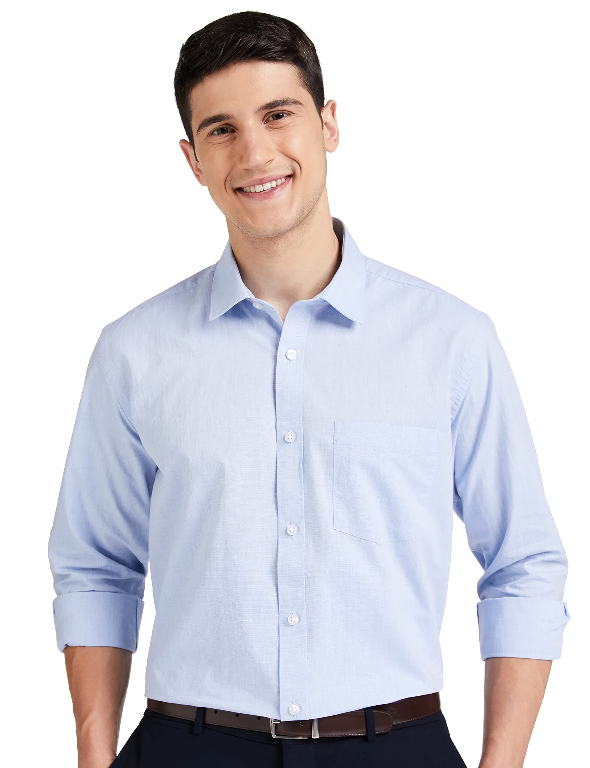 Amazon Brand - SymbolMen's Solid Cotton Rich Formal Shirt | Plain | Full Sleeve-Regular Fit (Available in Plus Size and Combo Pack of 2)
