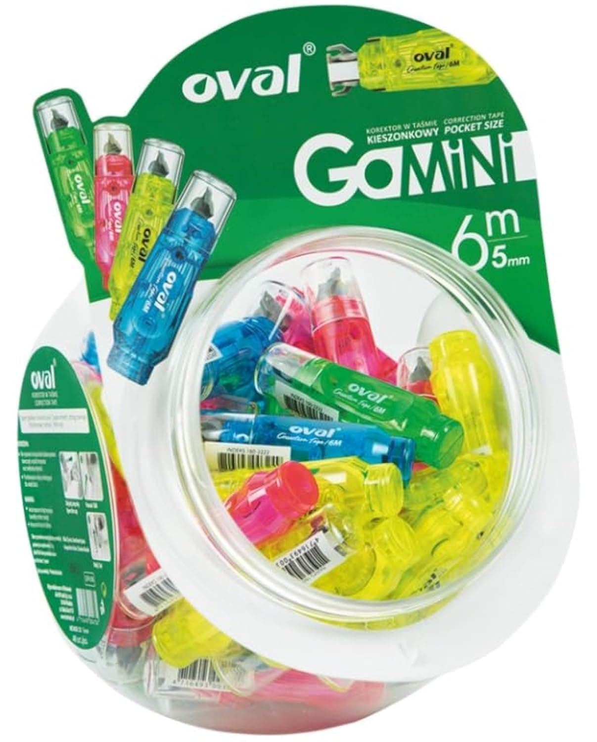 Oval Correction Tape 5mm X 6 meter 36pcs Assorted Colours (9pc Blue,9pc Green,9pc Red,9pc Yellow), Tape Eraser,Correction Tape White Tape, Correction Tape Eraser for School Office Home Supplies