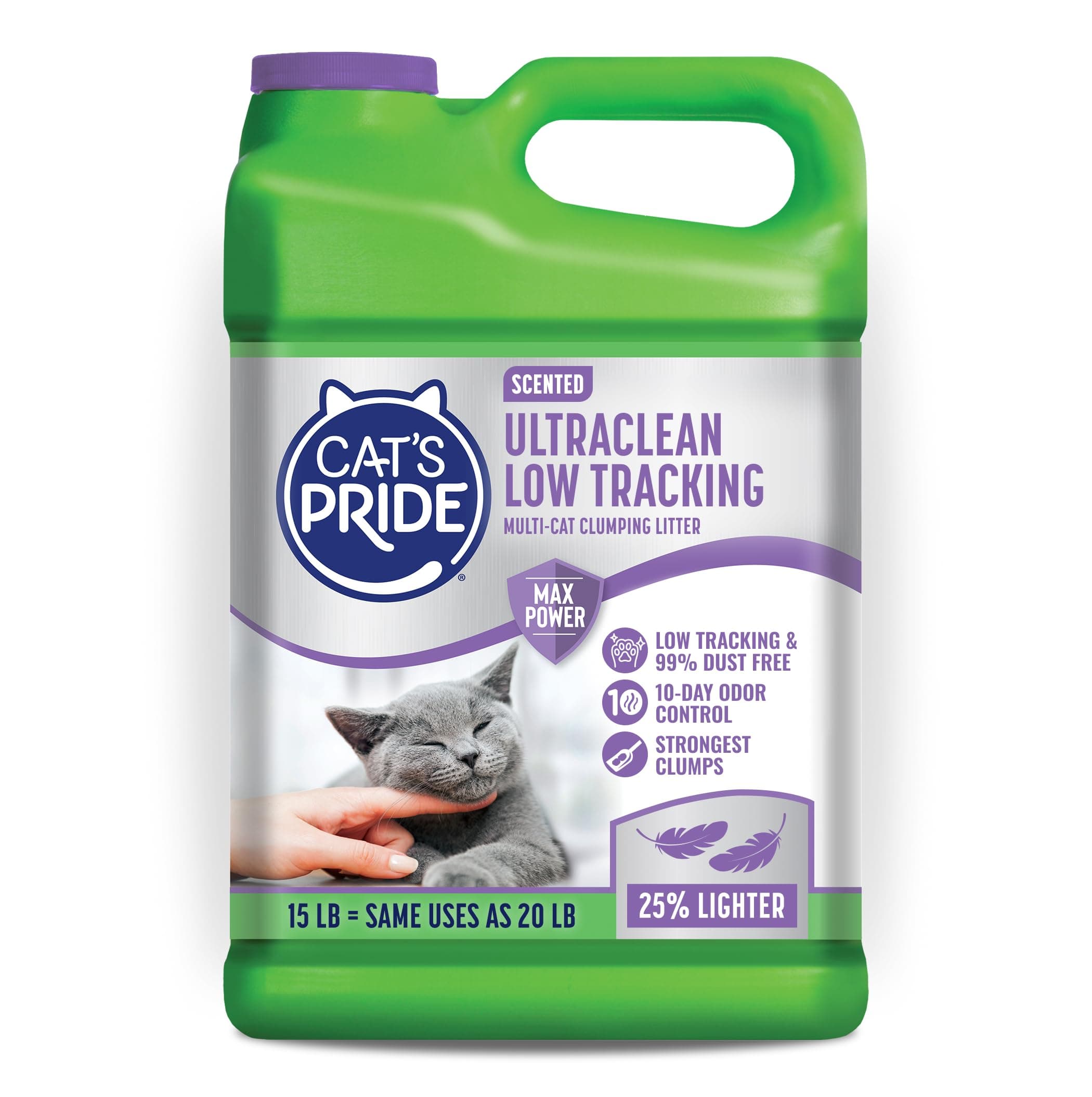Cat's Pride Max Power: UltraClean Low Tracking Multi-Cat Clumping Litter - Keeps Paws & Home Clean - Up to 10 Days of Powerful Odor Control - 99% Dust Free - Fresh Scent, 15 Pounds