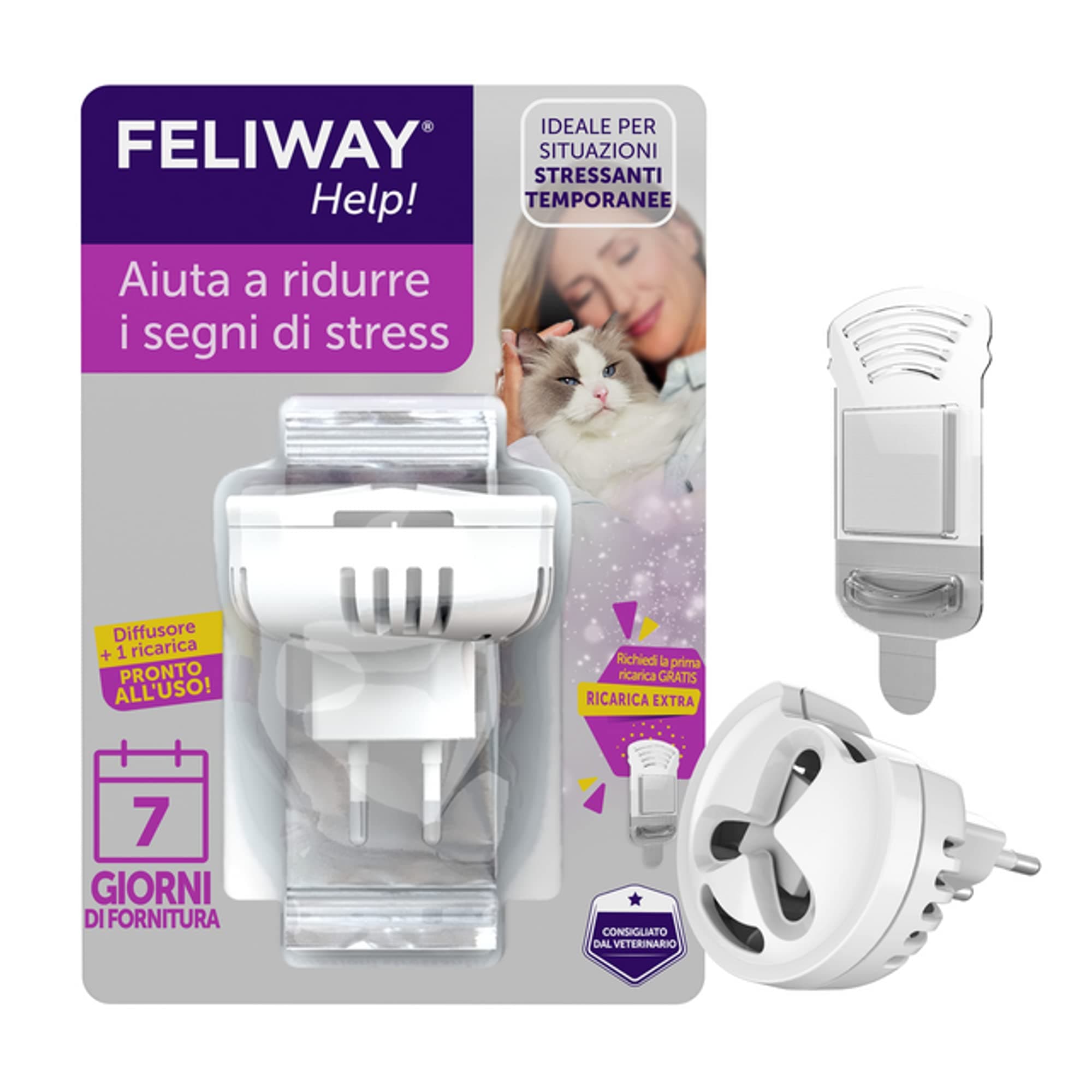 Help! Diffuser + Refill 7 Days – Helps Your Cat to Face Momentary Stress Situations – Calming and Stress Relief Feline Pheromones for Cats