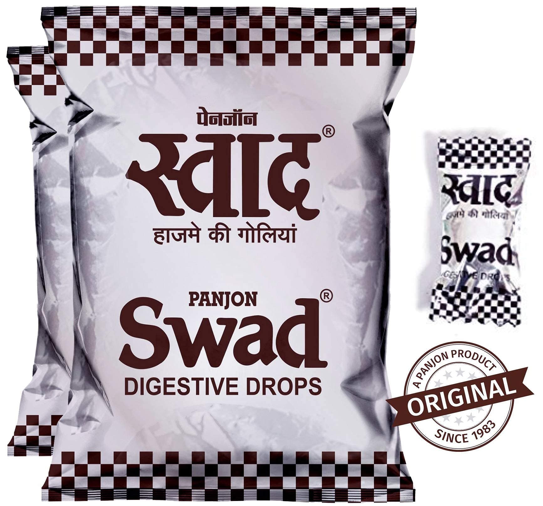 Swad Digestive Chocolate Candy (50 Toffee X 2 Pack) 100 Count (Pack Of 1) Silver