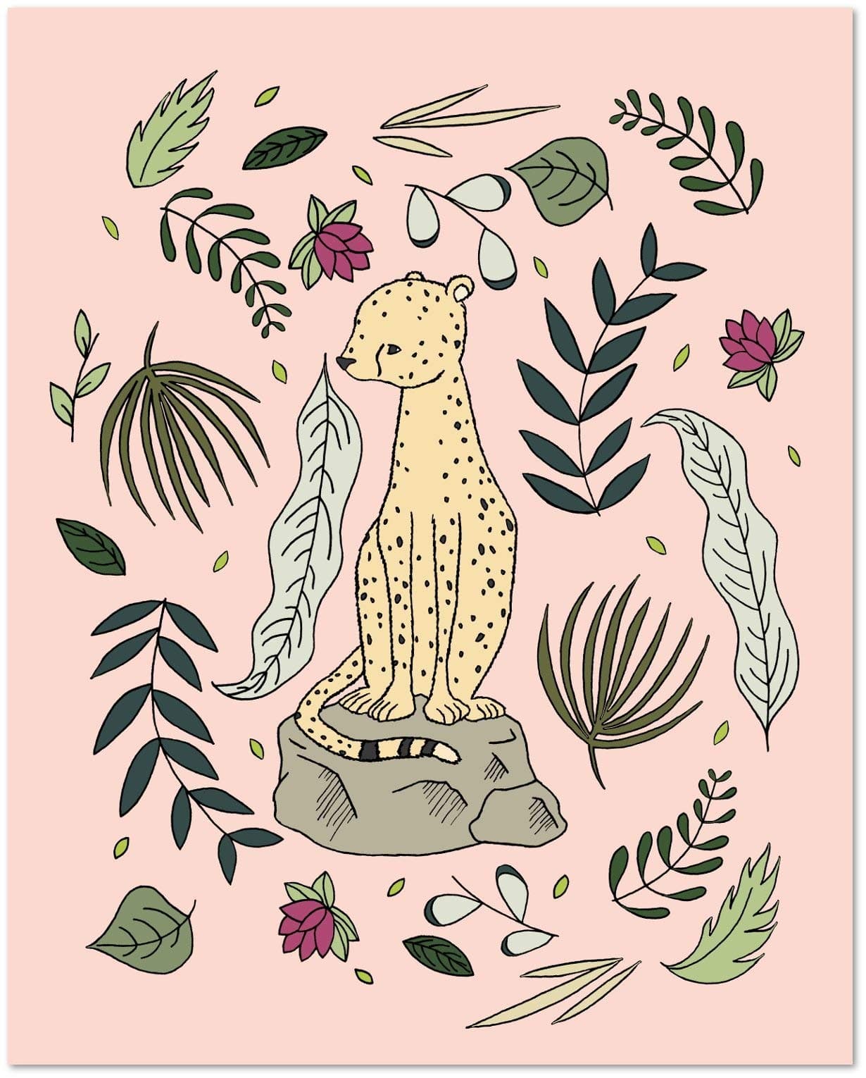 Nursery Art Print - Cheetah Botanical