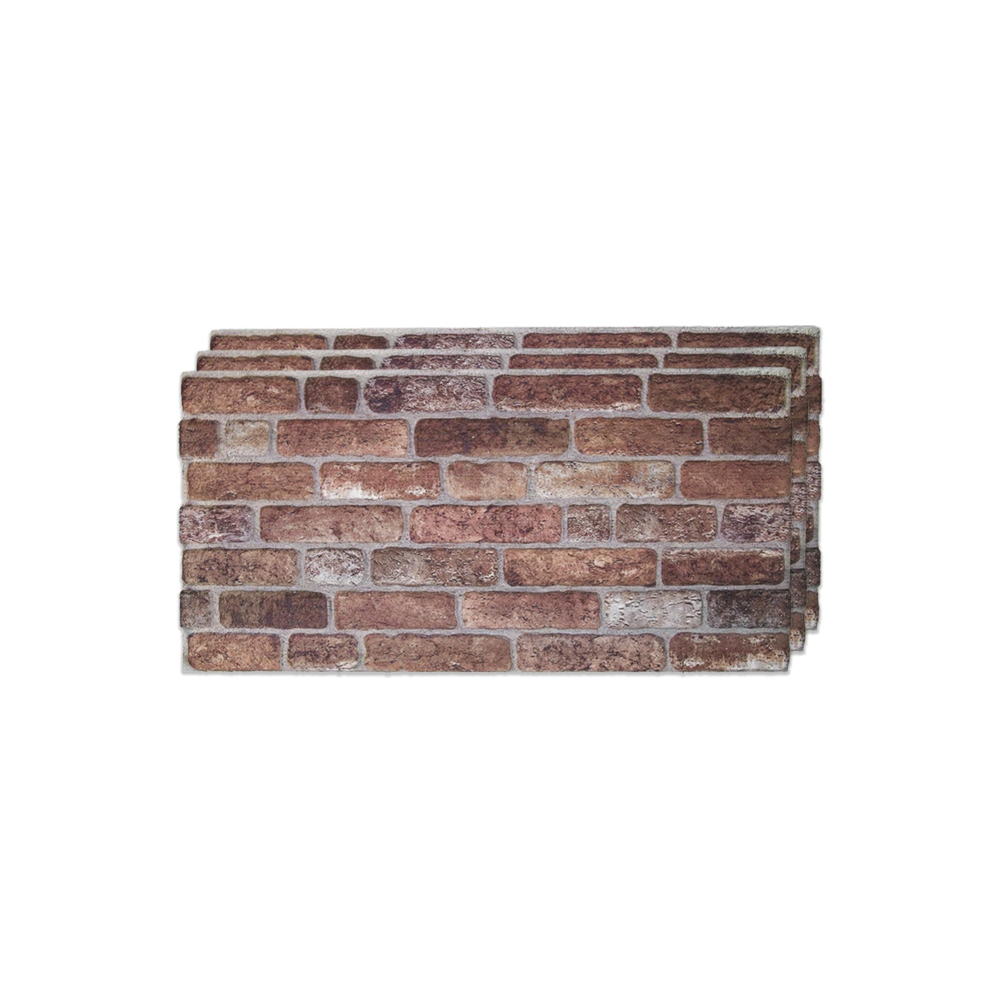 3D Wall Panels Brick Effect - Cladding, Stone Look, Styrofoam Facing for Living Room, Kitchen, Bathroom, Balcony, Bedroom and Back of Counter | Old Castle (3 Piece Panel) | Covers 16 sq ft