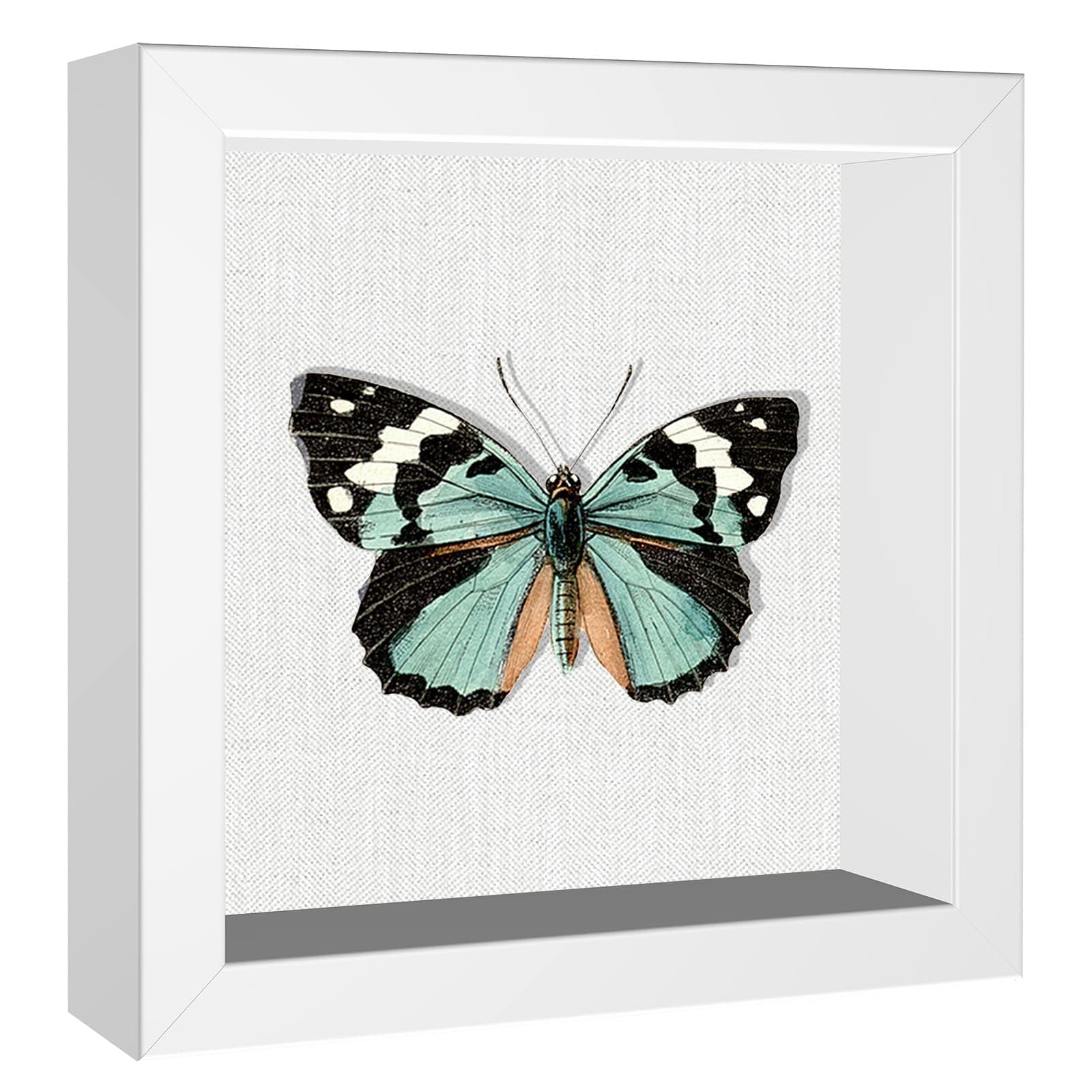 Califortree 5x5 Small Shadow Box Frame with Soft Linen Back - Metal Push Pins Included, Memory Shadow Box Display Case for Bouquet Awards Medals Wedding Photos and More, White