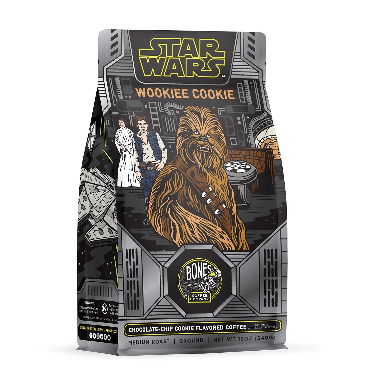 - Star Wars Wookiee Cookie Chocolate Chip Cookie Flavored Coffee, Medium Roast Low Acid Arabica Beans Compatible with Auto drip and French Press Coffee Maker, 12 Oz Ground