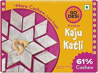- GO DESi Premium Kaju Katli, 61% Cashews, DESi Meetha, Sweets Indian Mithai, Cashew, Indian Sweets Gift Pack, 180grams