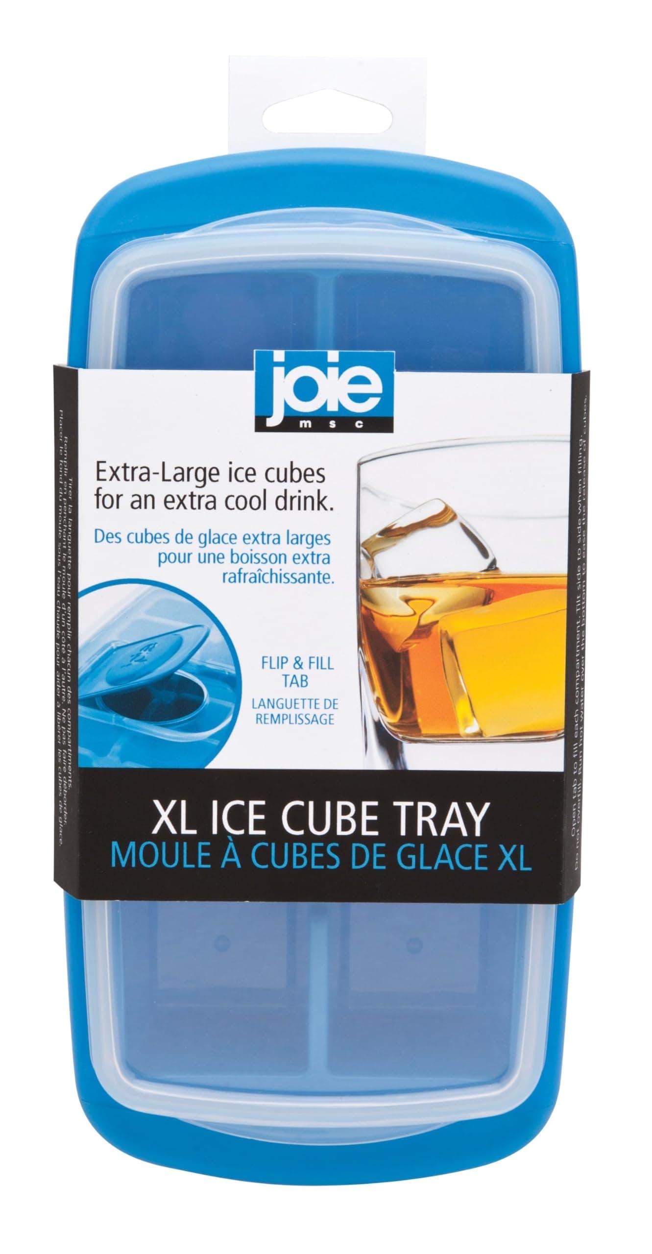 Joie Extra Large Ice Cube Tray, Covered and Stackable, No-Spill Removable Lid, Pop Open Door for Easy Refills, Keeps Ice Fresh, Freezer Durable, Dishwasher Safe, Colors May Vary