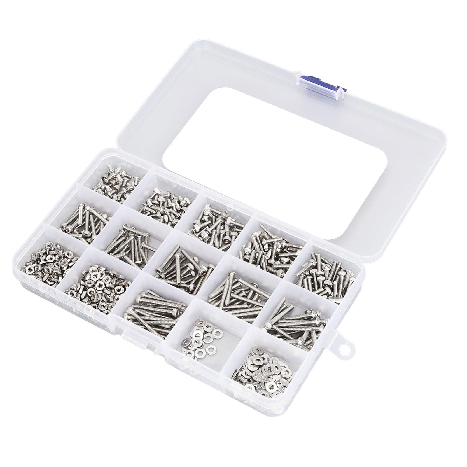 Nut & Bolt Assortment Sets, Screw & Bolt Assortment Sets with Flat Washers 840Pcs M2.5 Stainless Steel Assorted Cap Hex Head Screw Screws Assortment Kit Bolts