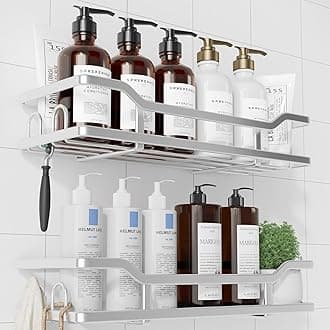 Kitsure Shower Caddy Extra Large - Adhesive Shower Organizer, Stainless Steel Shelf for Inside Shower, No Drill Bathroom Organizers and Storage, Home Decor Accessories, 2 Pack,Sliver