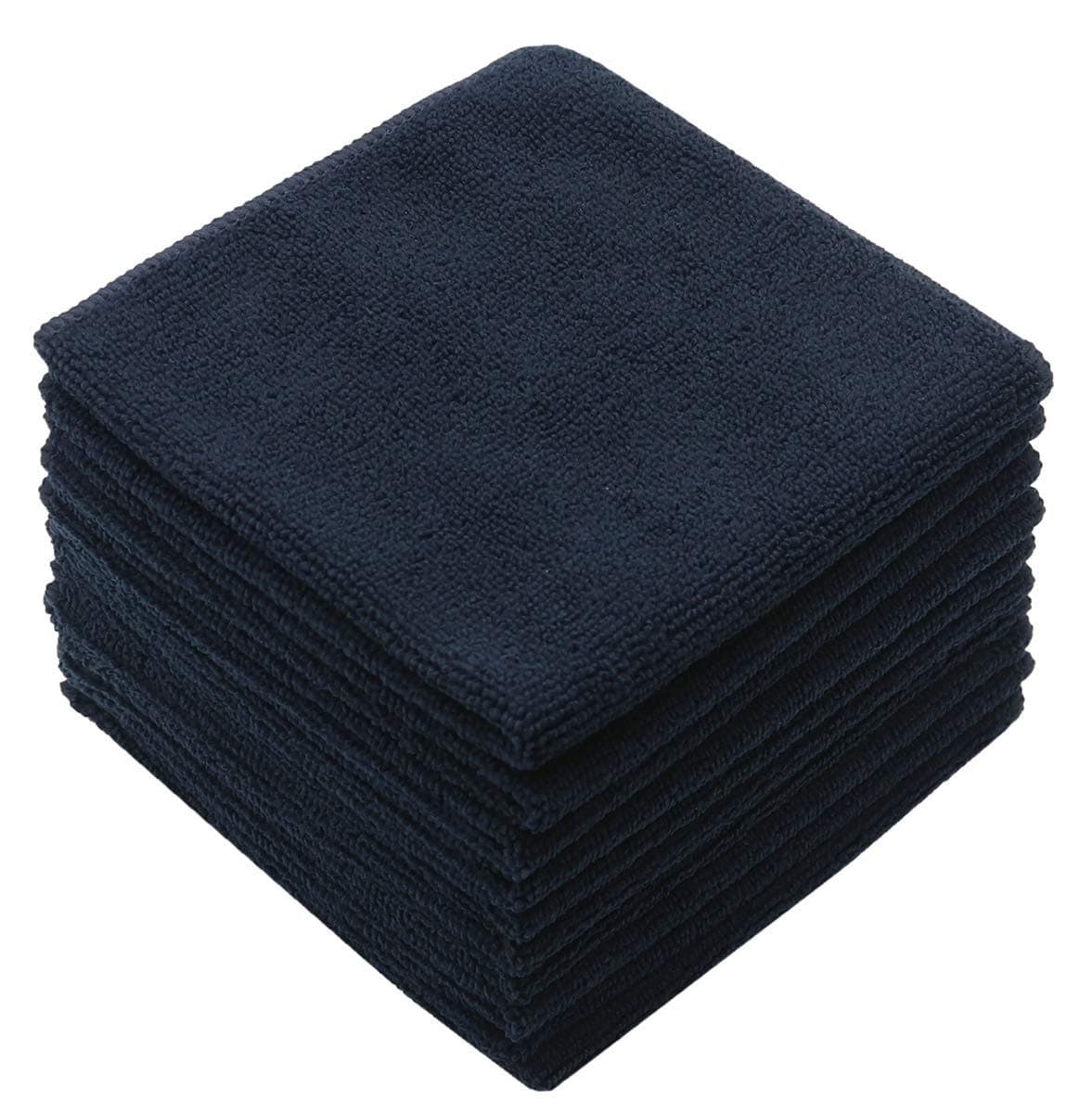 Microfiber Dish Cloths Fast Drying Kitchen Cleaning Cloth Dish Rags Dust Cloths Ultra Absorbent Lint Free Washcloths 12inch x 12inch 10 Pack (Black)