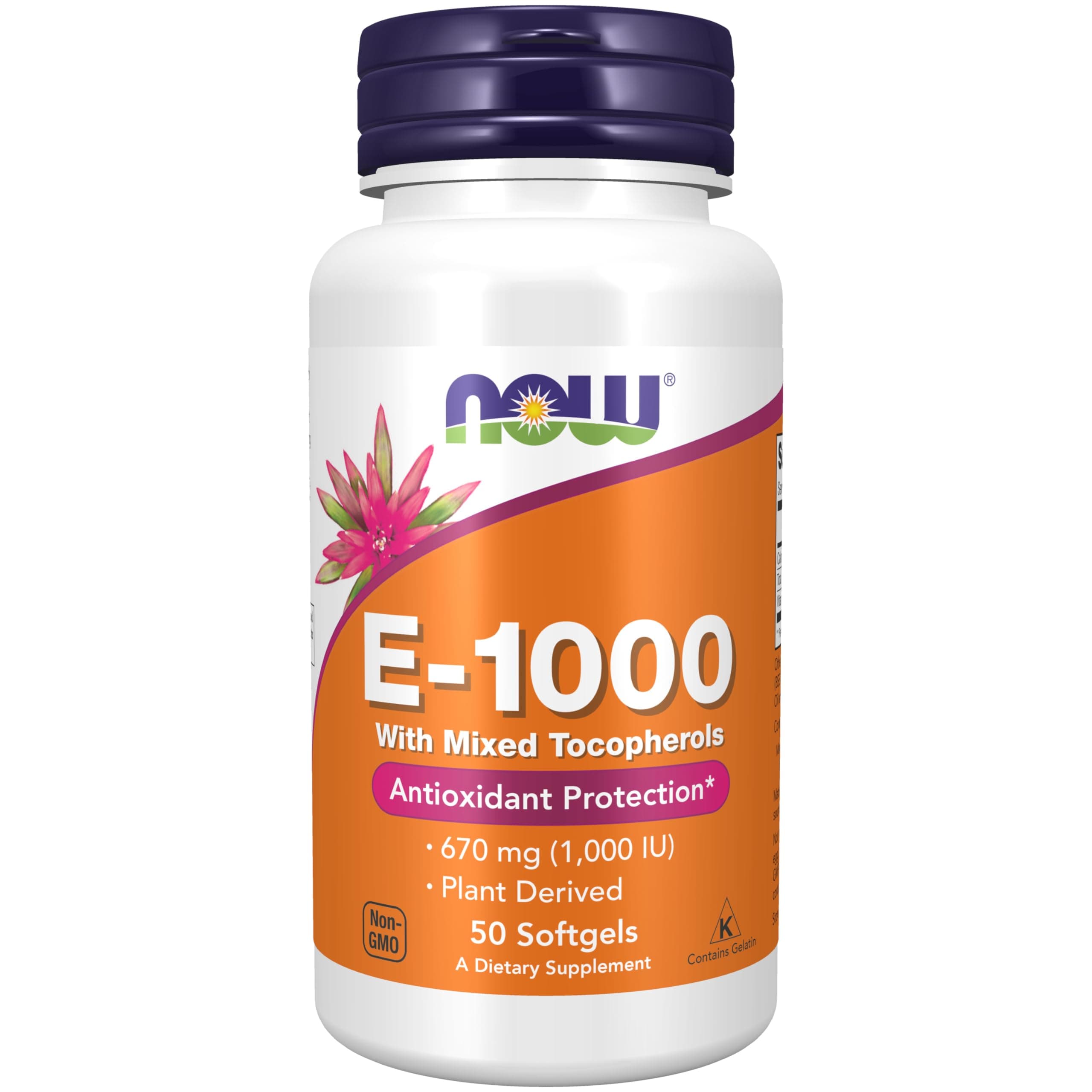 NOW Supplements, Vitamin E-1,000 IU Mixed Tocopherols, Antioxidant Protection*, 50 Softgels