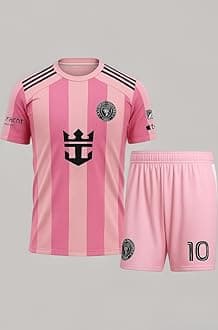 RJM Messi 10 Football Jersey Tshirt 2024 with Printed Shorts for (Men,Kids & Boys)(11-12Years,Multicolor-008)