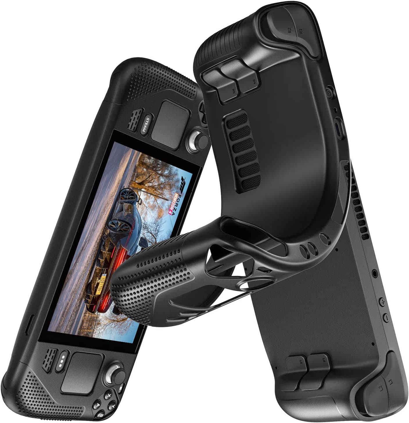 Gxegauy Protective Case for Steam Deck,Silicone Soft Cover Protector with Full Protection, Slip Particles (Excellent Touch)-Black