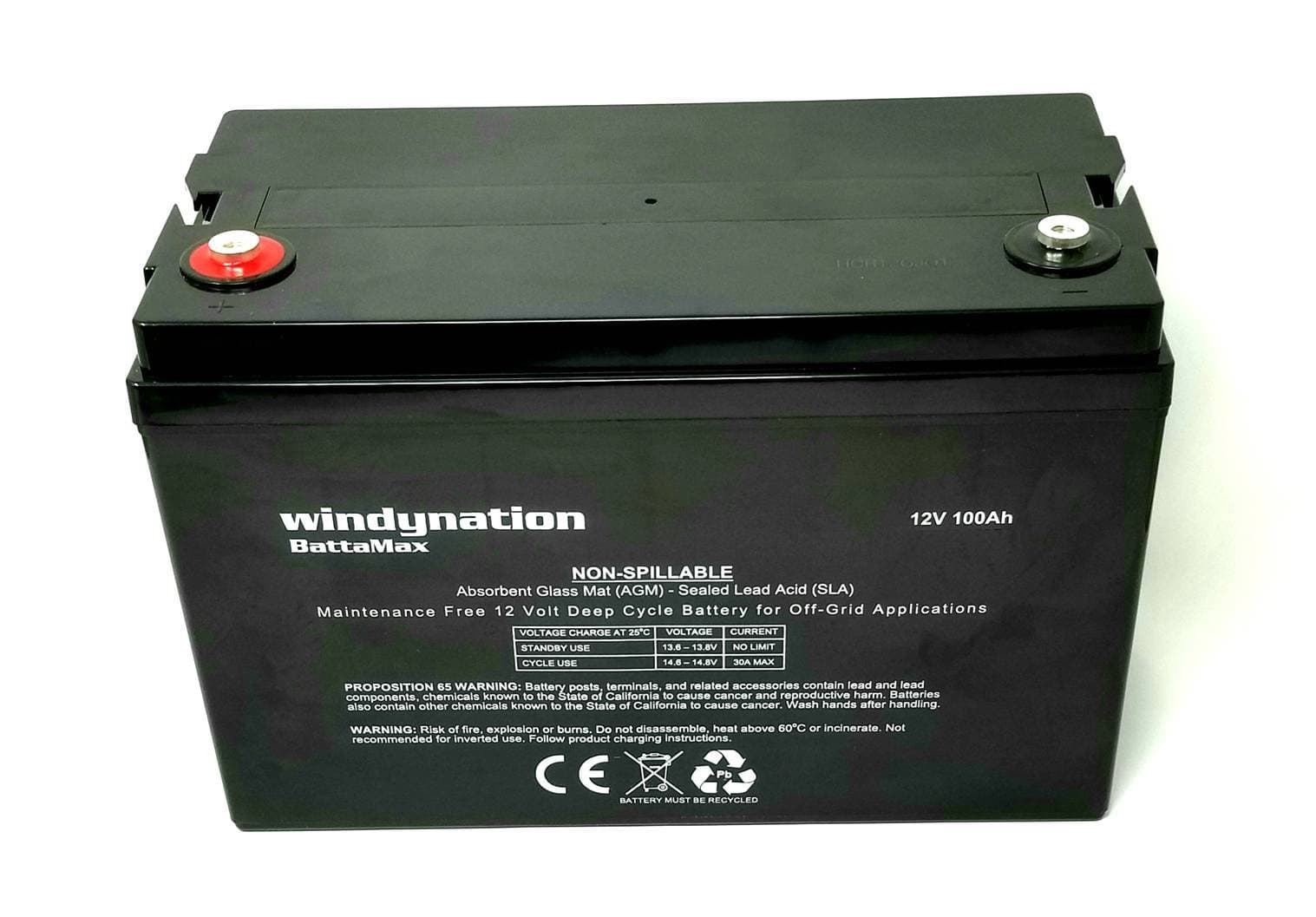 100 amp-Hour 100AH 12V 12 Volt AGM Deep Cycle Sealed Lead Acid Battery - Solar RV UPS Off-Grid (1 pc 100 amp-Hour)