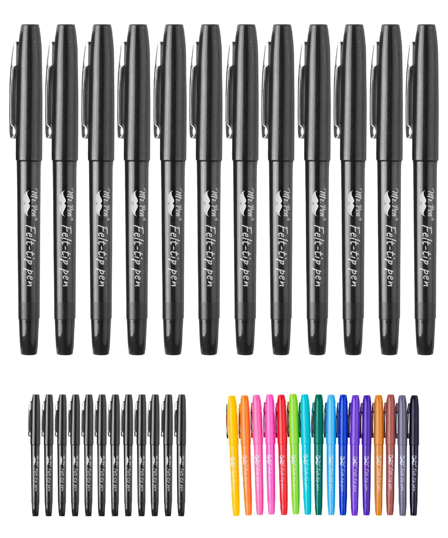 Mr. Pen- Felt Tip Pens, Black Pen, 12 Pack, Fast Dry, No Smear, Planner Markers