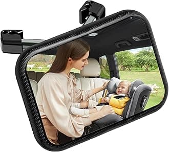 Baby Car Mirror for Baby,Rear Facing Mirror for Baby Car Seat,Baby Mirror with Clear View,Upgraded Hook Clip Design,360° Rotation,Wide Crystal View,Easy Install,Shatterproof crash Tested and Certified