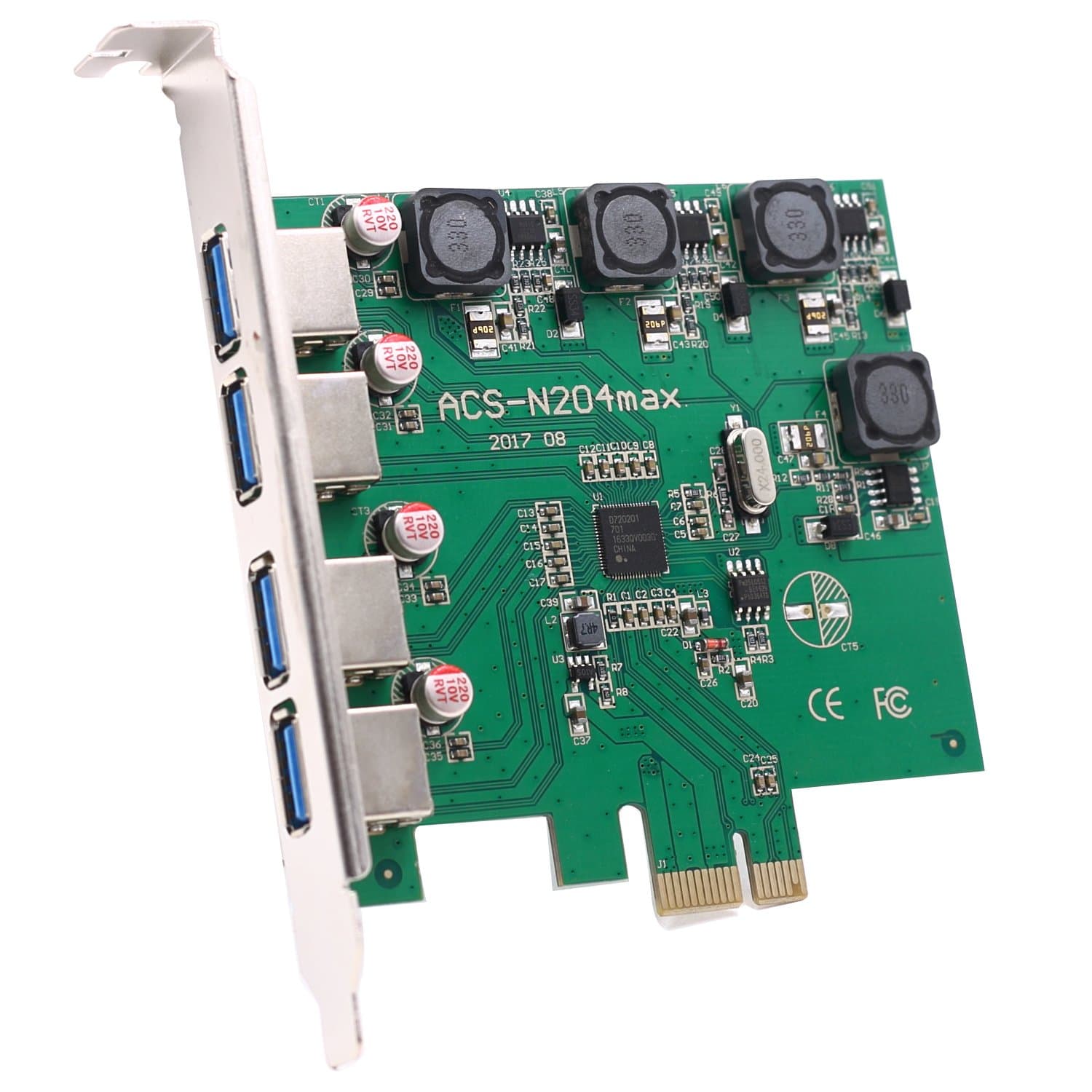 Meter Sunshine PCI-E to USB 3.0 4-Port PCI Express Expansion Card (PCIe Card), Super Speed Up to 5Gbps, 8A Max output, -(plug and play-No Need extra port）