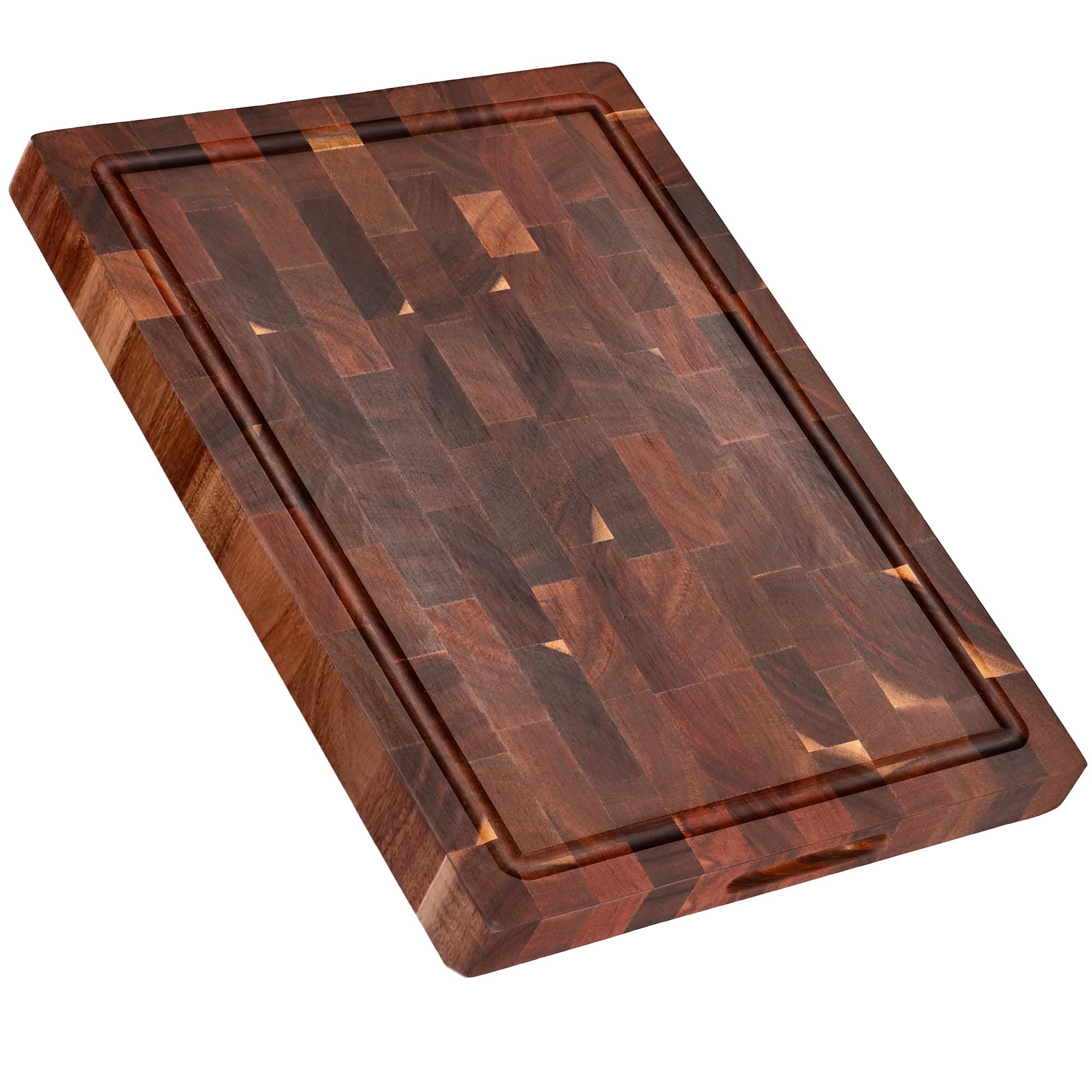 End Grain Butcher Block Cutting Board [1.5" Thick]. Made of Acacia Wood and Conditioned with Beeswax, Flaxseed Oil & Lemon Oil. 16" x 11" Chopping Board by Ziruma.