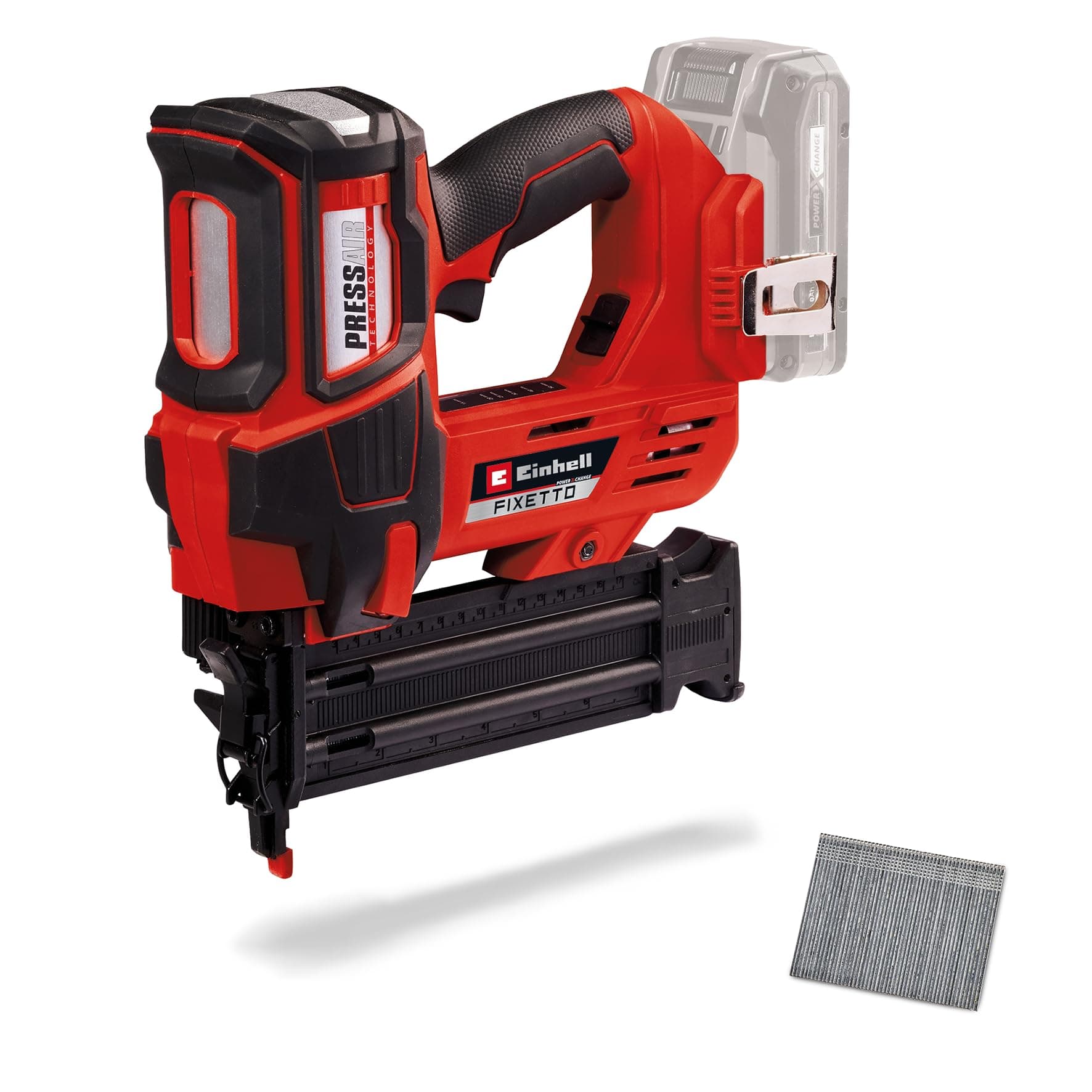 Einhell Professional Cordless Nail Gun FIXETTO 18/50 N Power X-Change (18 V, 60 strokes/min, nail length max. 50 mm, single / continuous shooting, incl. 500 nails, without battery)