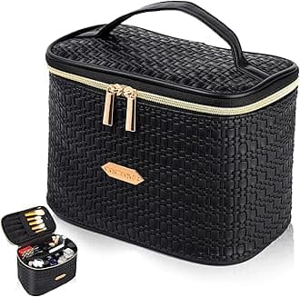 Make Up Bags for Women,Portable Cosmetic Organizer Bag,Large Makeup Organizer Bag Travel with Brush Storage (Black)