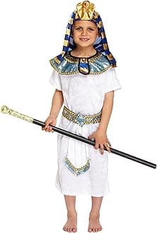 HENBRANDT Children’s Pharaoh Costume Egyptian Fancy Dress Ancient Egypt Tunic Outfit with Headpiece for Kids School Book History Day Size Small Medium Large Halloween Fancy Dress for Boys