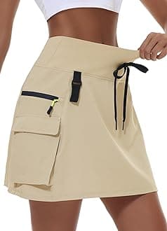 Skorts for Woman - Hiking Cargo Skorts with Zipper Pockets, High Waisted Quick Dry Golf Workout, Dressy Casual